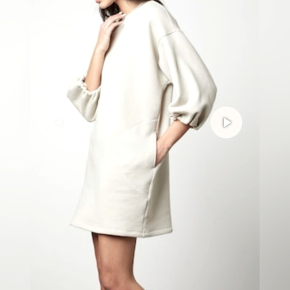 Velvet by Graham & Spencer Jensen Sweatshirt Beige Mini Dress Size XS - Picture 2 of 13